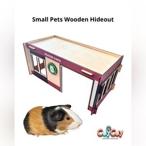 Small Pets Wooden Hideout - Brown and Cream